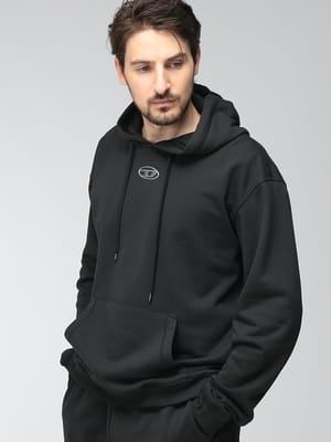 DIESEL (ディーゼル) メンズ パーカー オーバルDロゴ ポケット付き プルオーバー パーカー S-Norm-Hood DSA204470BKBW
