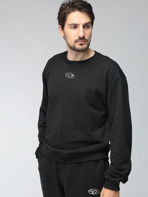 DIESEL (ディーゼル) メンズ トレーナー メタリック オーバルD  レギュラーフィット スウェット 長袖 トレーナー DSA204460BKBW