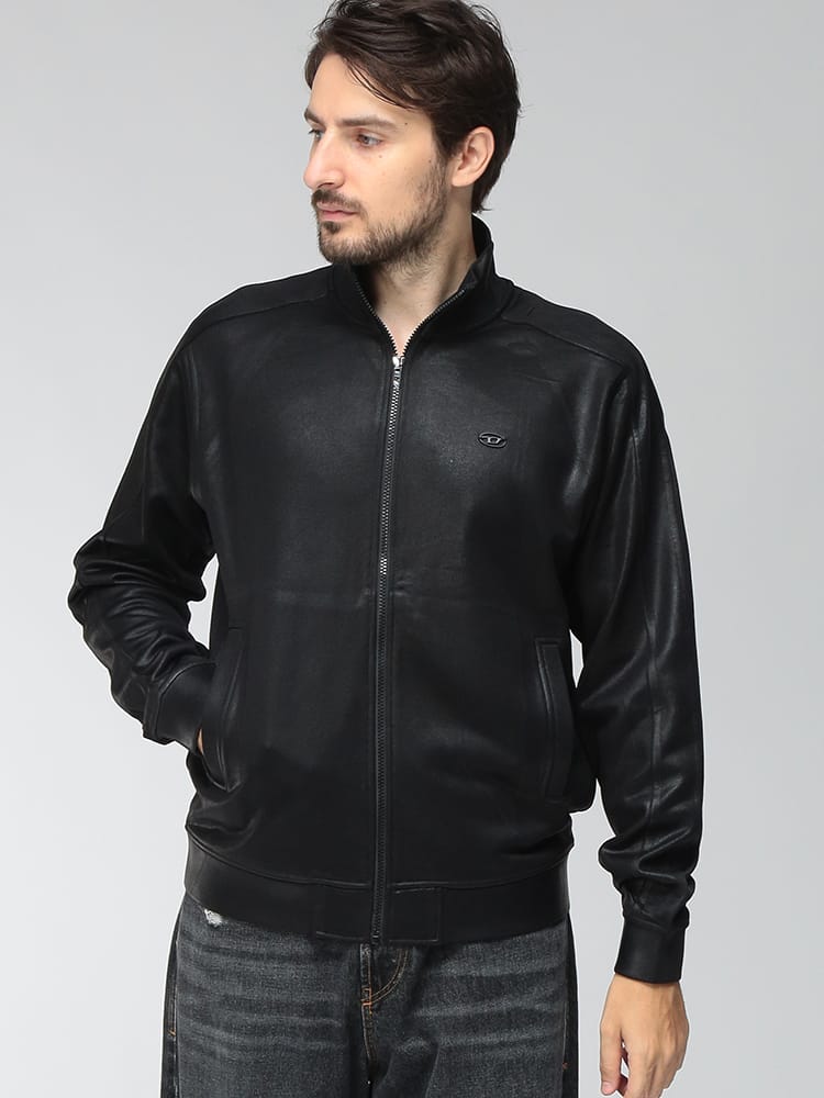 DIESEL (ディーゼル) メンズ ジップ トレーナー ワンポイント メタル オーバルD コーディング フルジップ スウェット DSA226310NJCD