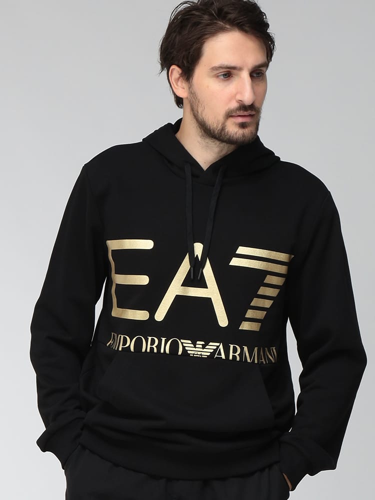EMPORIO ARMANI (エンポリオアルマーニ) メンズ パーカー EA7 フロント ロゴ ＆ イーグル プリント プルオーバー パーカー EA7M2202AF27189