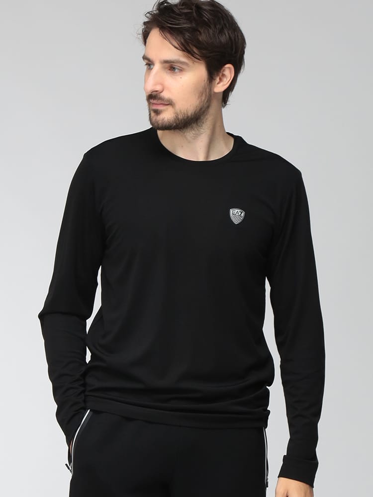 EMPORIO ARMANI (エンポリオアルマーニ) メンズ Tシャツ 長袖 EC限定 EA7 胸ワンポイント エンブレム クルーネック ロングスリーブ カットソー EA7NPT17PJRGZ