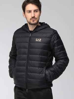 EMPORIO ARMANI (エンポリオアルマーニ) メンズ ダウンジャケット EA7 胸ロゴ フルジップ ライトダウンパーカー EA78NPB24PNGPZ