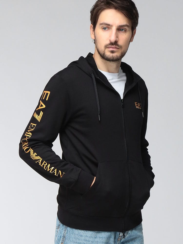EMPORIO ARMANI (エンポリオアルマーニ) メンズ パーカー EC限定 EA7 胸ロゴ ポケット付き ジップアップパーカー EA7M568AF135128