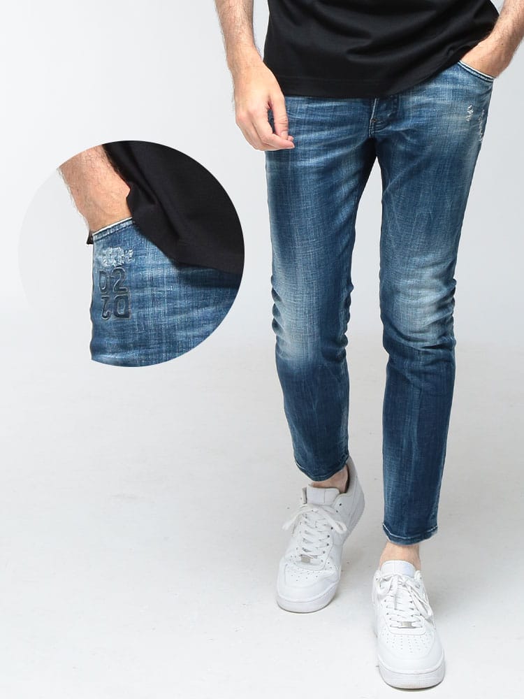 DSQUARED2 (ディースクエアード) メンズ デニムパンツ Dark Milky Way ウォッシュ Skater ジーンズ D2LB1949D30010
