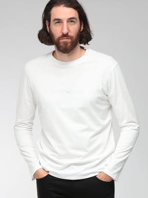 EMPORIO ARMANI (エンポリオアルマーニ) メンズ Tシャツ 長袖 ラバーロゴ クルーネック ロングスリーブ カットソー EAEM4584AF13669