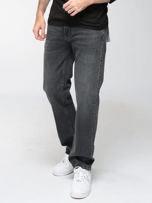 EMPORIO ARMANI (エンポリオアルマーニ) メンズ デニムパンツ メタルロゴ ストレートフィット ブラックウォッシュ ジーンズ EAEM0763AF29076