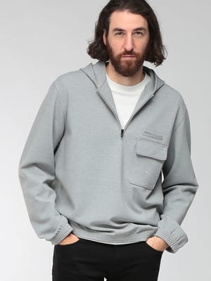 EMPORIO ARMANI (エンポリオアルマーニ) メンズ パーカー 長袖 ミニロゴ ハーフジップ ブルオーバー スウェットパーカー EAEM6674AF27655