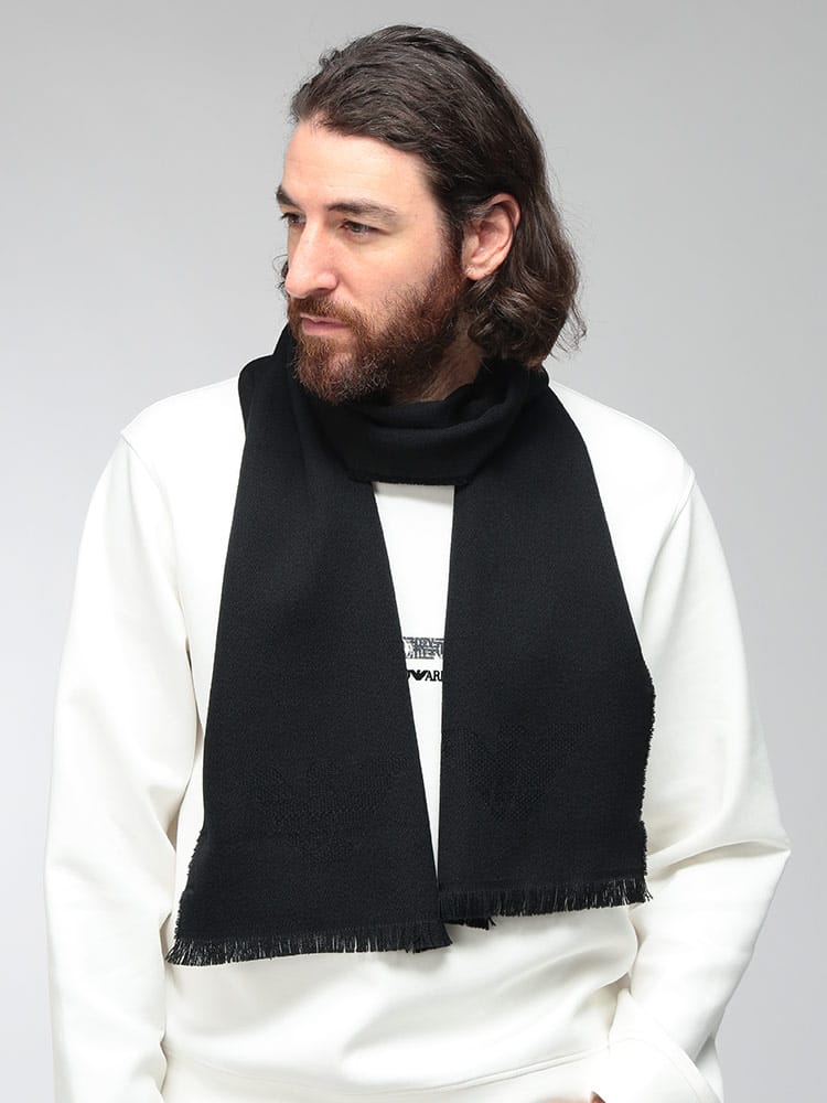 EMPORIO ARMANI (エンポリオアルマーニ) メンズ マフラー イーグルロゴ フリンジ ストール EAEM7068AF28986