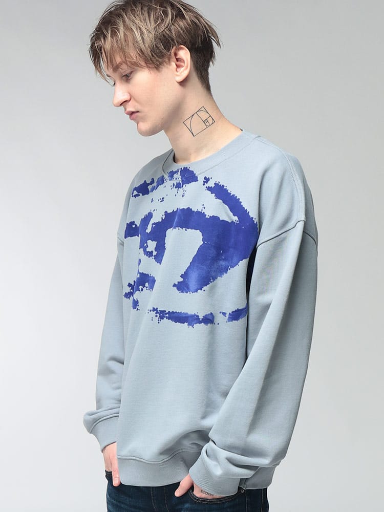 DIESEL (ディーゼル) メンズ トレーナー 長袖 フロッキープリント クルーネック プルオーバー DSA130510DMBU