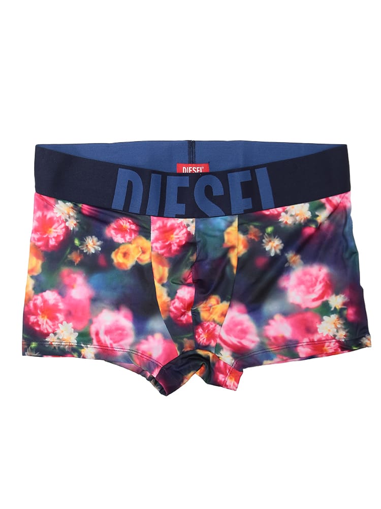 DIESEL (ディーゼル) メンズ ボクサーパンツ フラワープリント ウエストロゴ 前閉じ パンツ DSA179010TJBX