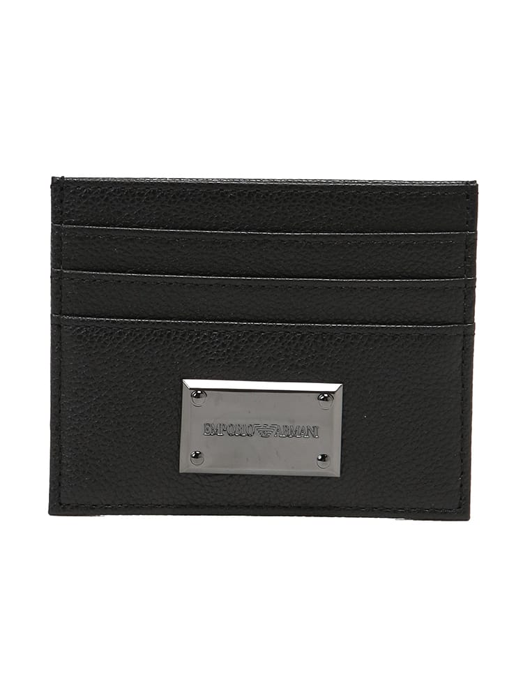EMPORIO ARMANI (エンポリオアルマーニ) メンズ カードケース レザー プレートロゴ カードホルダー EAEM7046AF13788