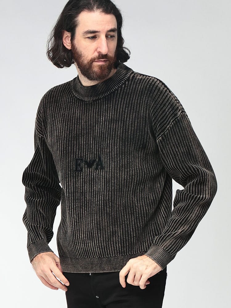 EMPORIO ARMANI (エンポリオアルマーニ) メンズ セーター 長袖 ロゴ モックネック リブニット EAEM6450AF29845