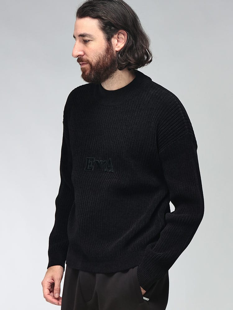 EMPORIO ARMANI (エンポリオアルマーニ) メンズ セーター 長袖 ロゴ モックネック リブニット EAEM6450AF29845