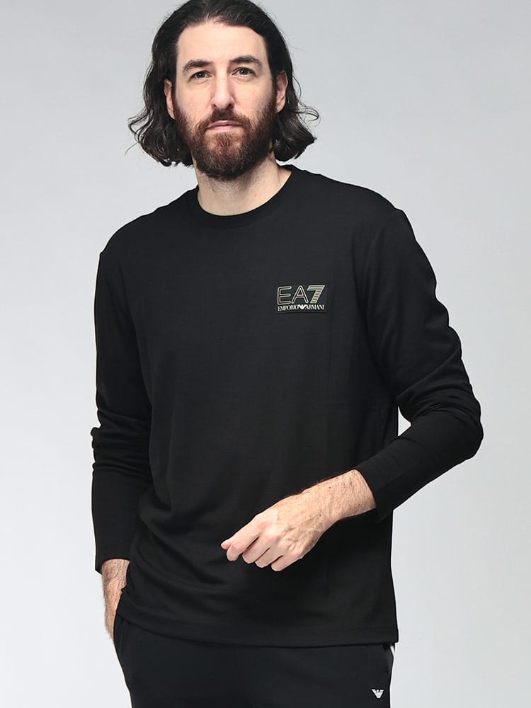 EMPORIO ARMANI (エンポリオアルマーニ) メンズ Tシャツ 長袖 ロゴラベル クルーネック カットソー EA7M2240AF13739