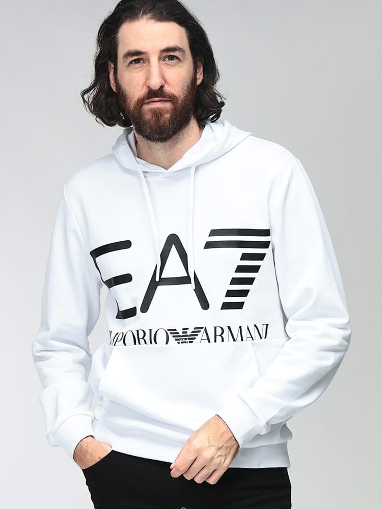EMPORIO ARMANI (エンポリオアルマーニ) メンズ パーカー 長袖 フロントロゴ プリント プルオーバー EA7M2202AF27189