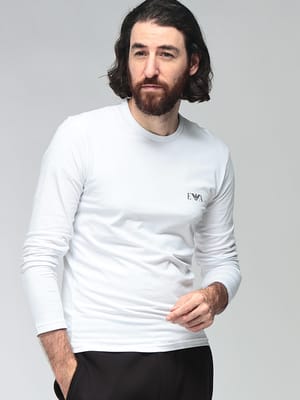 EMPORIO ARMANI (エンポリオアルマーニ) メンズ Tシャツ 長袖 胸ロゴ クルーネック アンダーシャツ EAU383AF25018