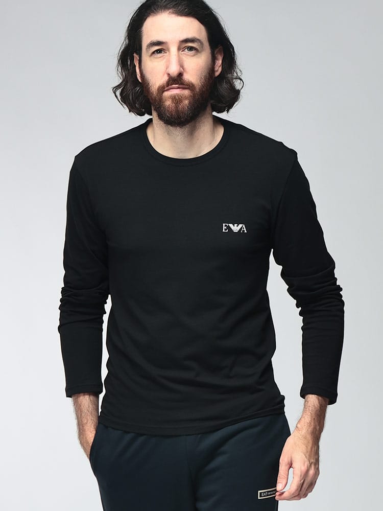 EMPORIO ARMANI (エンポリオアルマーニ) メンズ Tシャツ 長袖 胸ロゴ クルーネック アンダーシャツ EAU383AF25018