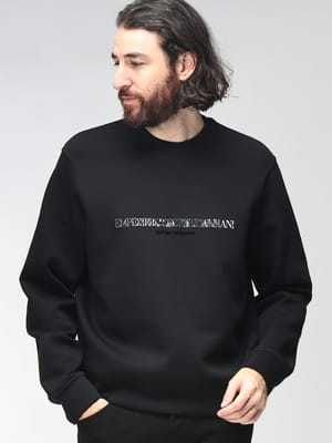 EMPORIO ARMANI (エンポリオアルマーニ) メンズ トレーナー 長袖 フロントロゴ クルーネック プルオーバー EAEM7352AF10013