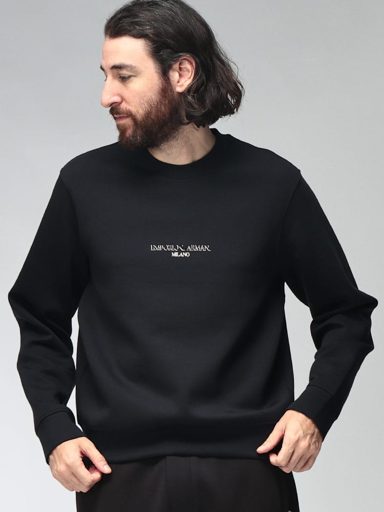EMPORIO ARMANI (エンポリオアルマーニ) メンズ トレーナー 長袖 フロントロゴ クルーネック プルオーバー EAEM7352AF10013