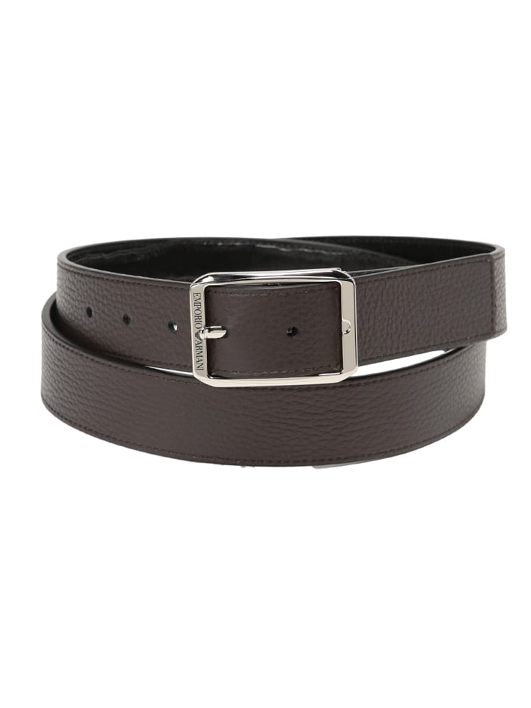 EMPORIO ARMANI (エンポリオアルマーニ) メンズ ベルト クロコダイル柄×スムースレザー ロゴ刻印 ピンバックル リバーシブルベルト EAEM7173AF29133