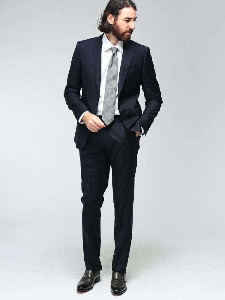 EMPORIO ARMANI (エンポリオアルマーニ) メンズ スーツ ウールサージ 無地 シングル2ツ釦 ノータック EAEM0098TE22930