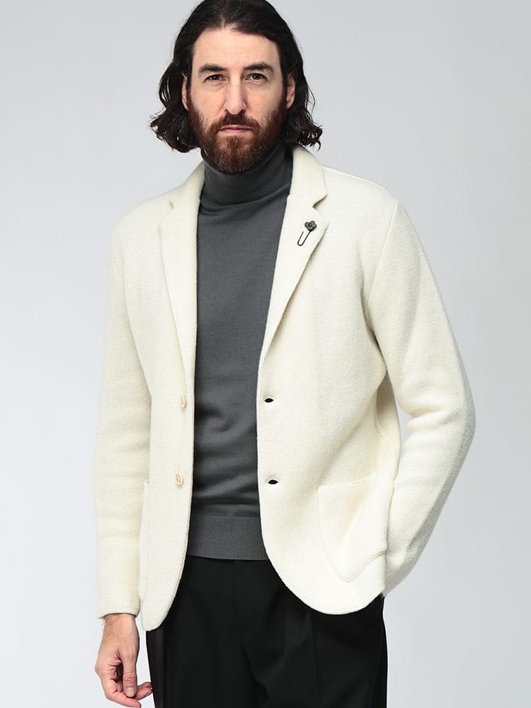 LARDINI (ラルディーニ) メンズ ジャケット カシミヤ シングルブレスト ニットジャケット LDLJM70CN65007A