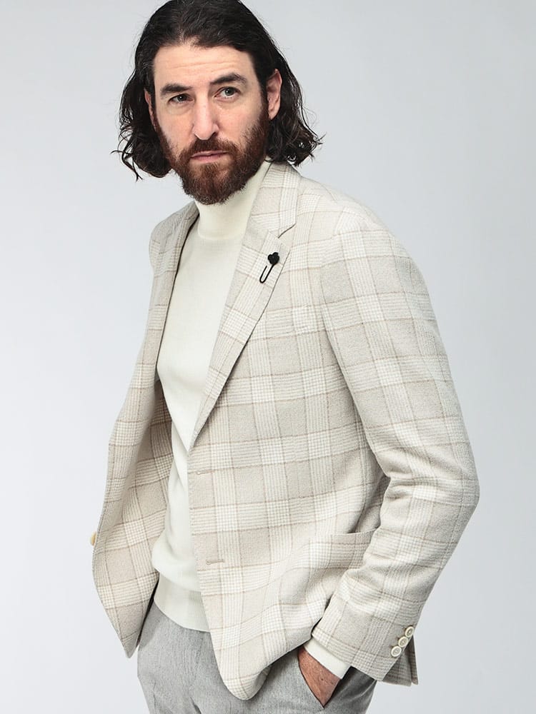 LARDINI (ラルディーニ) メンズ テーラードジャケット ウール混 ブークレチェック シングルブレスト ジャケット LD6202IF67534