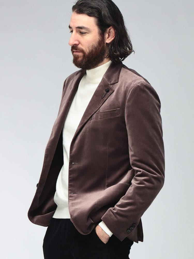 LARDINI (ラルディーニ) メンズ テーラードジャケット ベルベット シングルブレスト ジャケット LD6202IF67551
