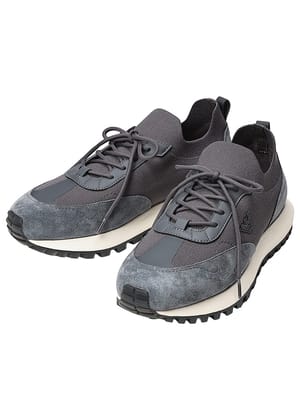 EMPORIO ARMANI (エンポリオアルマーニ) メンズ スニーカー スエードレザー×メッシュ ロゴ レースアップ ローカットスニーカー EAEM3739AF19724