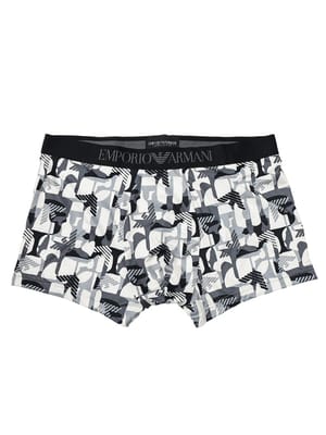 EMPORIO ARMANI (エンポリオアルマーニ) メンズ ボクサーパンツ 幾何学柄 ロゴ入りウエストバンド 前閉じ パンツ EAU232AF25042