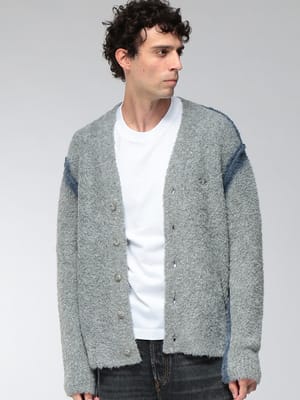 DIESEL (ディーゼル) メンズ カーディガン 長袖 アルパカ混 Vネック ニット DSA239100QMCK