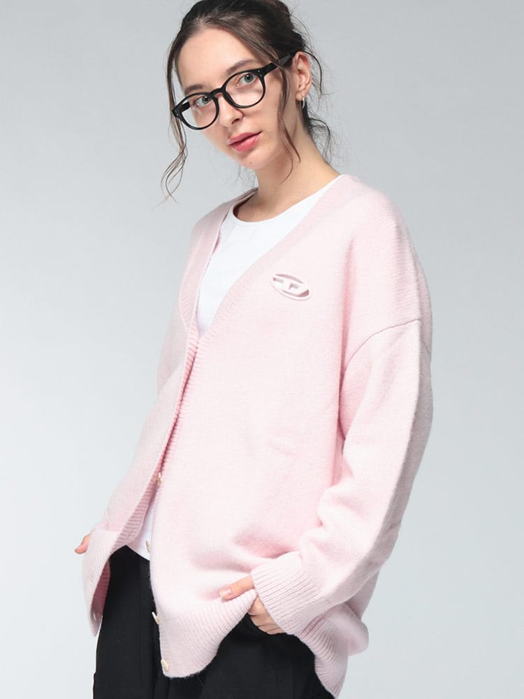 DIESEL (ディーゼル) レディース カーディガン 長袖 カットアウト オーバルD ロゴ ドロップショルダー アルパカ混 M-AREELA カーディガン DSLA208330TKCZ DSLA208330TKCZ