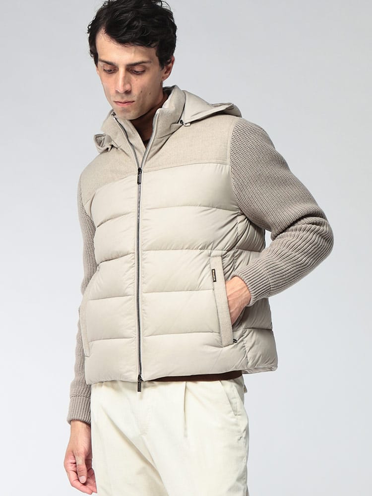 MOORER (ムーレー) メンズ ダウンジャケット カシミヤ混 ニットコンビ フルジップ ジャケット ALLORI-LSM MRMOUGI101201