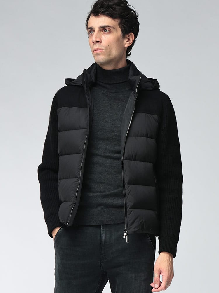 MOORER (ムーレー) メンズ ダウンジャケット カシミヤ混 ニットコンビ フルジップ ジャケット ALLORI-LSM MRMOUGI101201