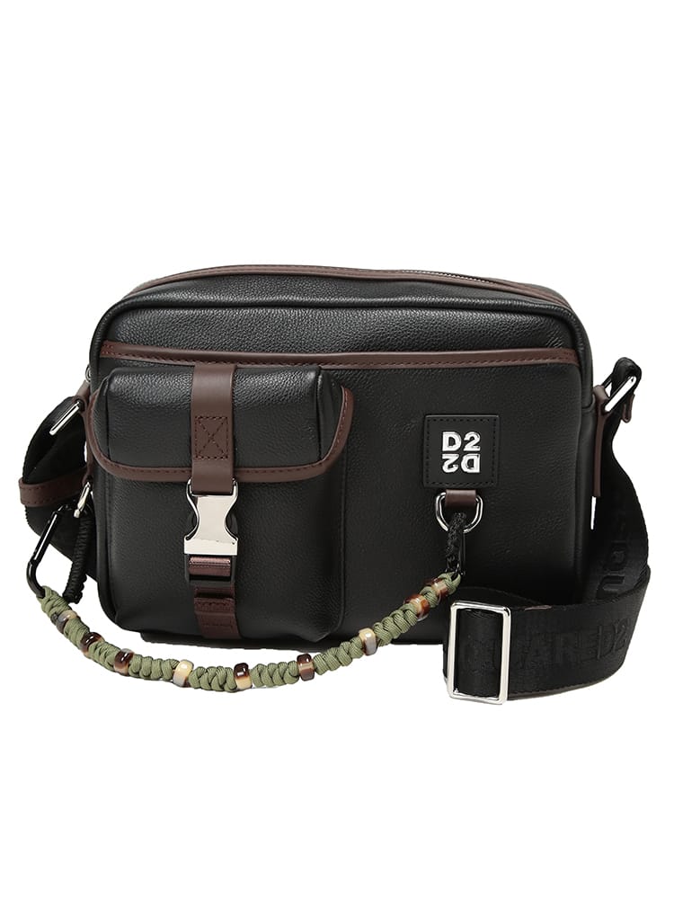 DSQUARED2 (ディースクエアード) メンズ ボディバッグ UPSIDE DOWN カーフスキン ロゴ ショルダーバッグ D2CBM0078