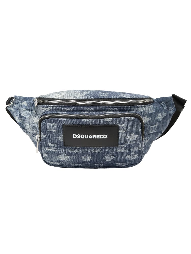 DSQUARED2 (ディースクエアード) メンズ ボディバッグ モノグラム ロゴ 総柄 パッチ コットンデニム風 ベルトバッグ D2BBM0083