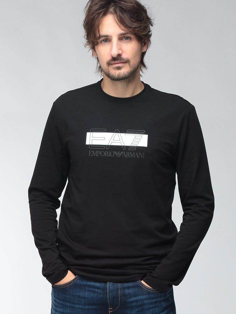 EMPORIO ARMANI (エンポリオアルマーニ) メンズ EA7 Tシャツ 長袖 VISIBILITY スリムフィット ロゴプリント ストレッチジャージー カットソー EA7M2417AF10373