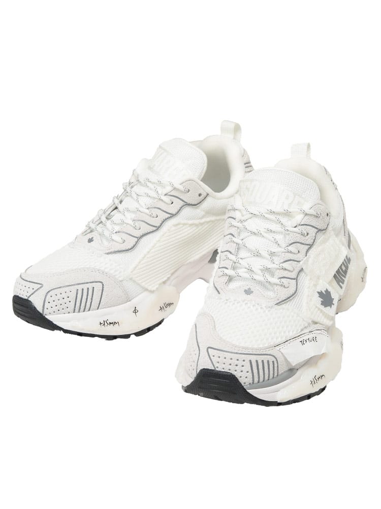DSQUARED2 (ディースクエアード) メンズ スニーカー FASTER REBEL WHITE ロゴ テクスチャー ボリュームスニーカー D2SNM0461 D2SNM0461