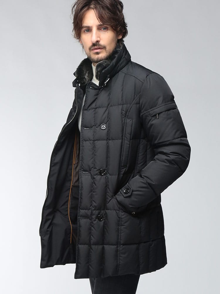 MOORER (ムーレー) メンズ ダウンコート MORRIS ボアファー着脱 撥水コーティング ダブルブレスト ダウンジャケット モーリス MRMOUGI200309