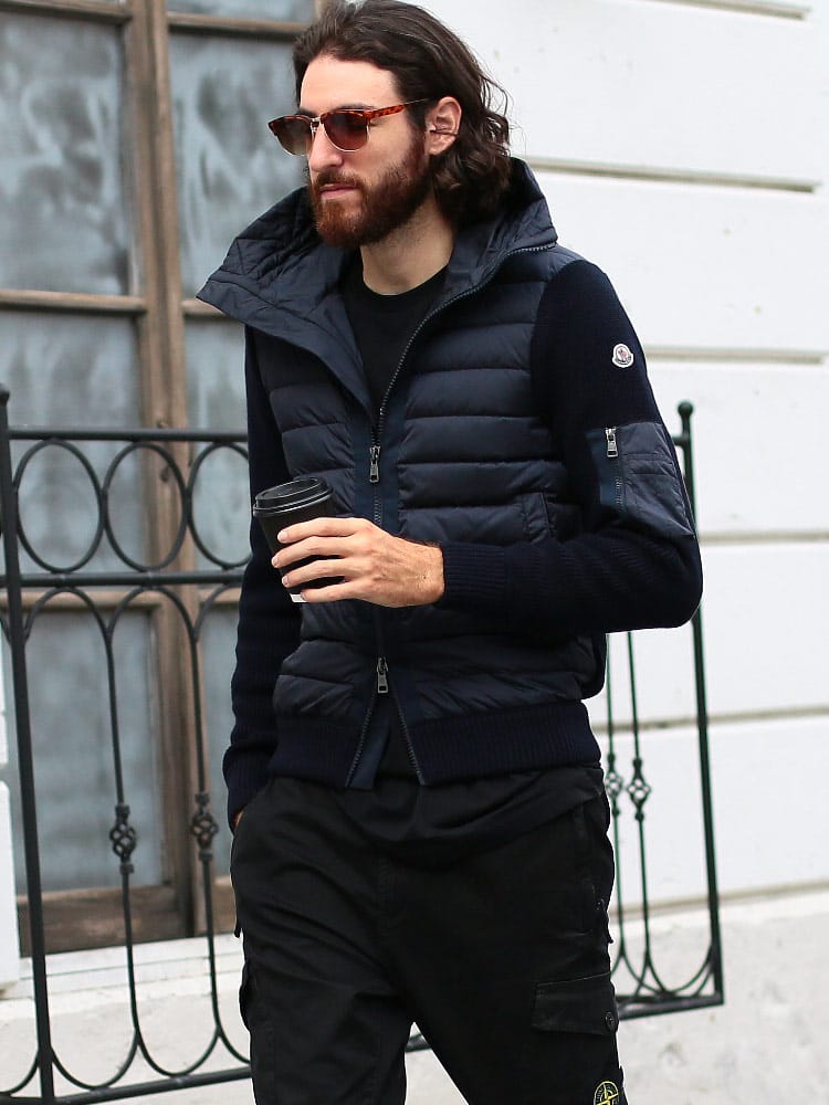 モンクレール メンズ ニットダウン MONCLER ダウンジャケット パーカー フード ニット コンビ ネイビー CARDIGAN アウター ブルゾン MC9B50800A9340