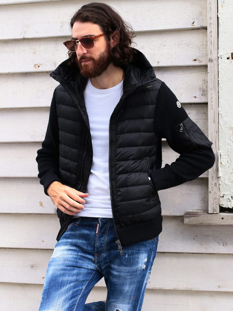 モンクレール メンズ ニットダウン MONCLER ダウンジャケット パーカー フード ニット コンビ CARDIGAN アウター ブルゾン MC9B50800A9340