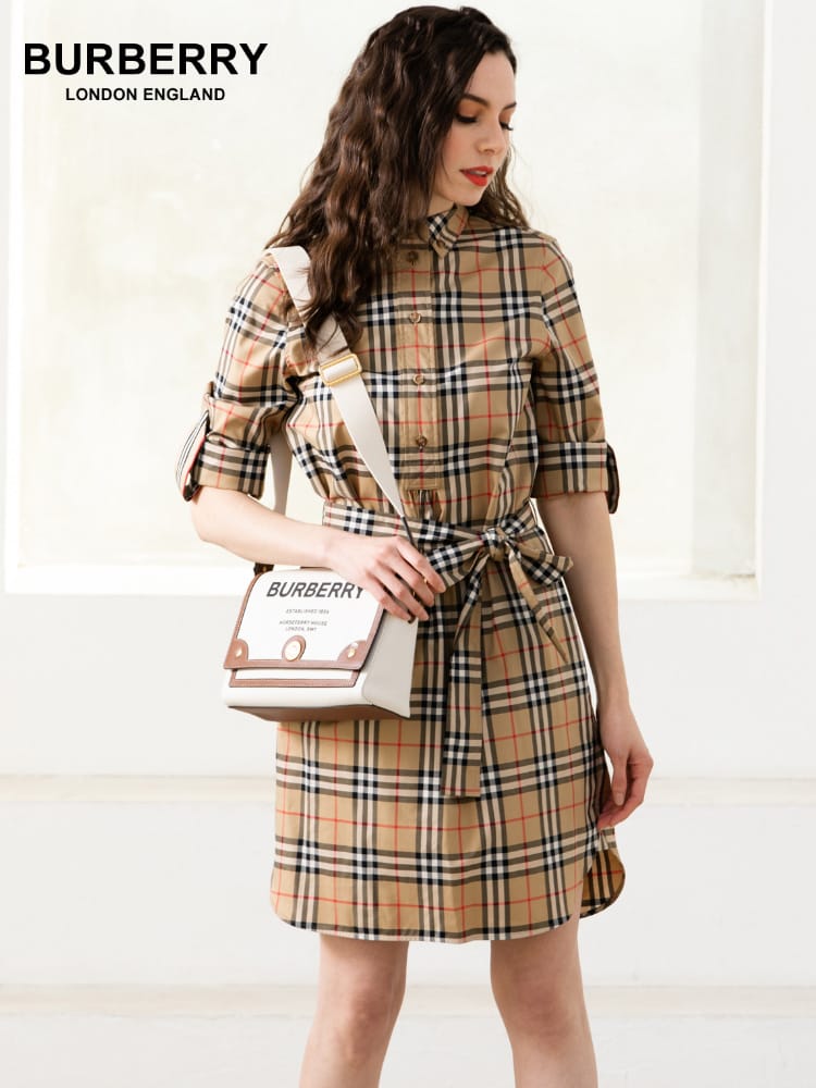 BURBERRY (バーバリー) ヴィンテージ チェック ストレッチコットン タイウエスト シャツドレス BBL8024585 レディース ブランド