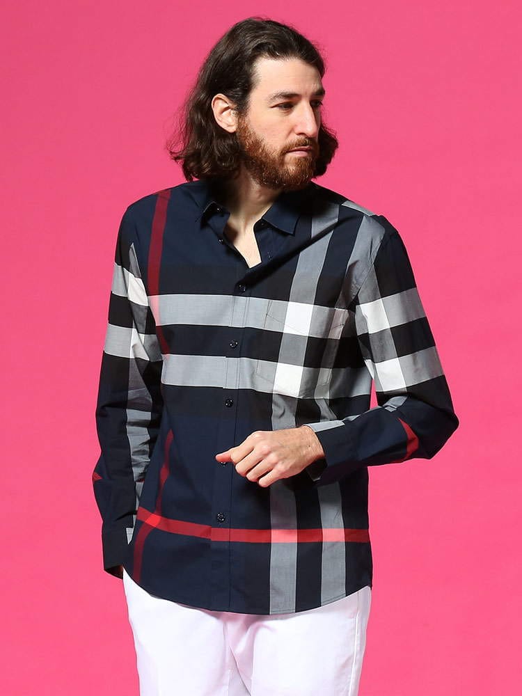 BURBERRY (バーバリー) ストレッチ コットンポプリン チェック柄 長袖 シャツ SOMERTON BB8018111