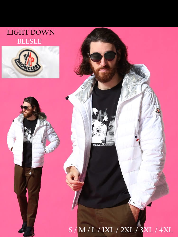 MONCLER (モンクレール) トリコロールライン フード フルジップ ダウンジャケット BLESLE WHITE MCBLESLE1