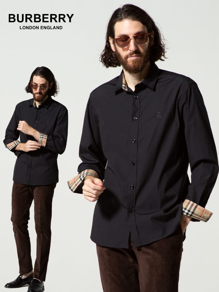 BURBERRY (バーバリー) スリムフィット モノグラムモチーフ ストレッチコットンポプリン 長袖 シャツ BB8032305