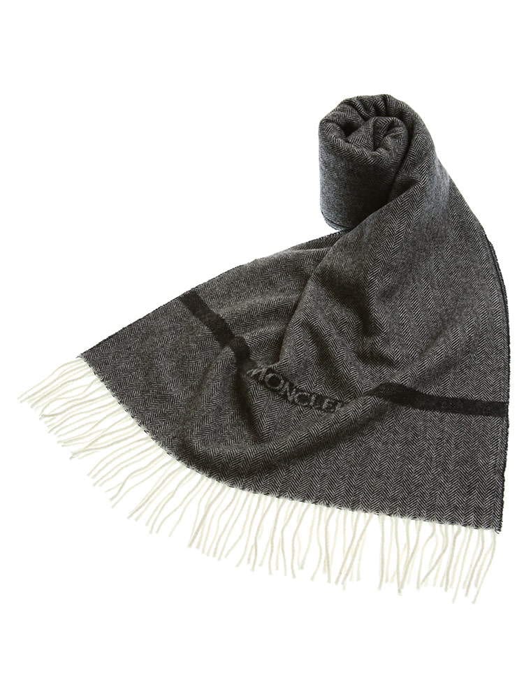 モンクレール MONCLER ウール100％ ヘリンボーン ロゴ マフラー ブランド メンズ レディース マフラー ストール MC3C000150T999