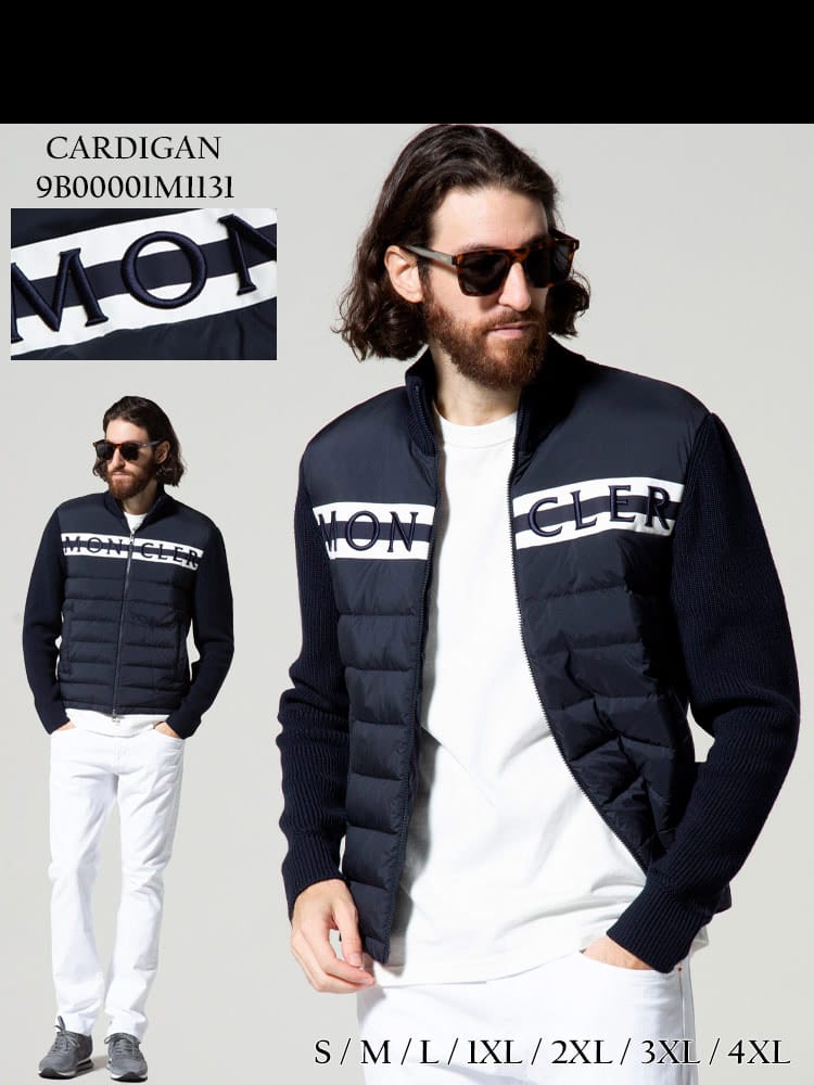 MONCLER (モンクレール) ロゴ フロントダウン フルジップ ニット MC9B00001M1131