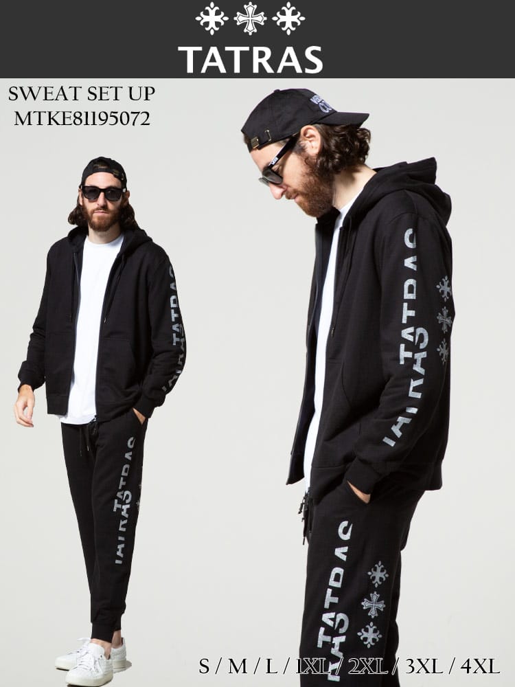 TATRAS (タトラス) サイドラメロゴ フルジップ パーカー ロングパンツ セットアップ TRMTKE81195072 メンズ スウェット