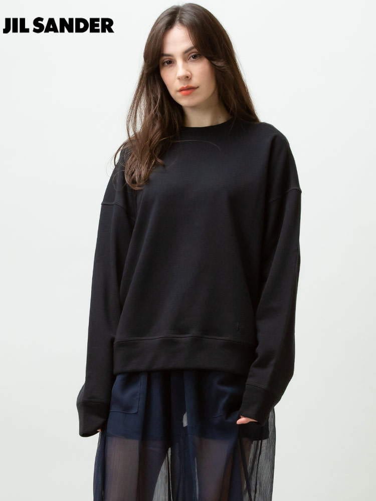 JIL SANDER (ジルサンダー) 裏毛 裾ワンポイント クルーネック 長袖 トレーナー JLLJPPU707516 レディース ブランド