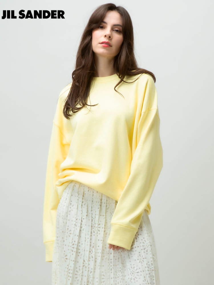 JIL SANDER (ジルサンダー) 裏毛 裾ワンポイント クルーネック 長袖 トレーナー JLLJPPU707516 レディース